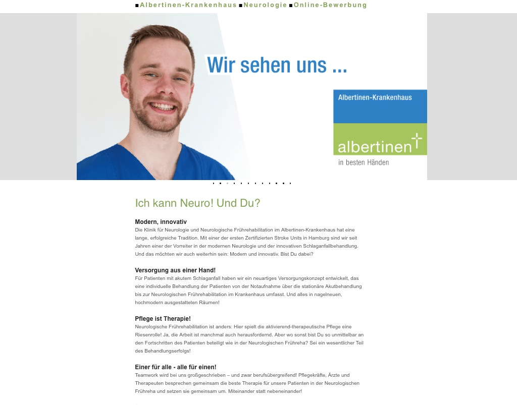 Ich kann Neuro. Und Du? Die Recruiting-Kampagne des Albertinen-Krankenhauses kommuniziert auf Augenhöhe mit interessierten Bewerbern. Man duzt sich.