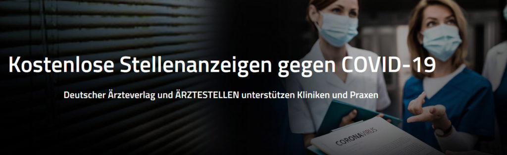 Anzeigenspecial zu COVID-19: Kostenlos im Jobportal Ärztestellen inserieren